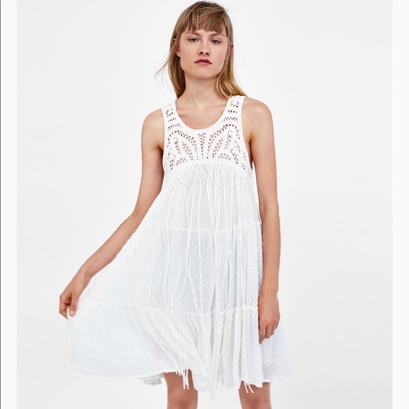 Zara white fringe dress Clearance